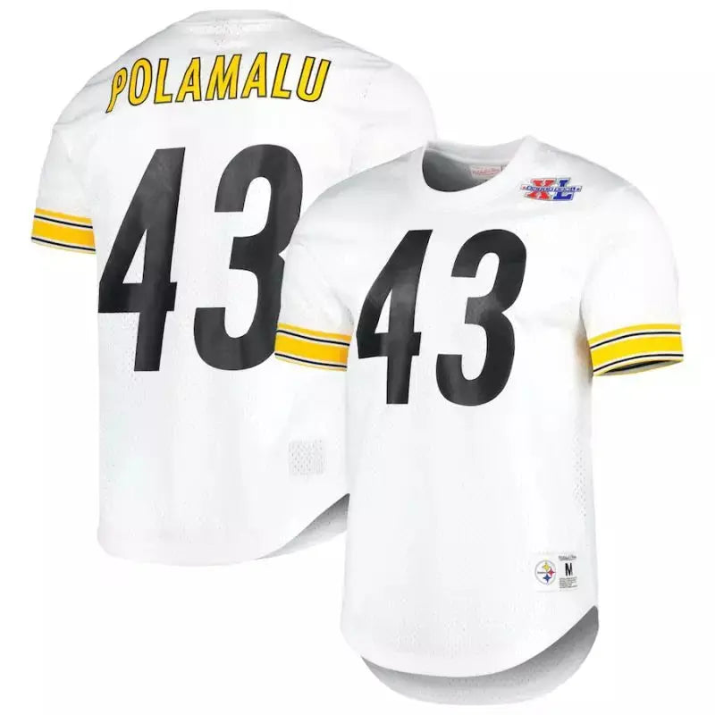 Maillot Vintage Troy Polamalu Pittsburgh Steelers Mitchell & Ness N&N Mesh Blanc - Super-NFL.com