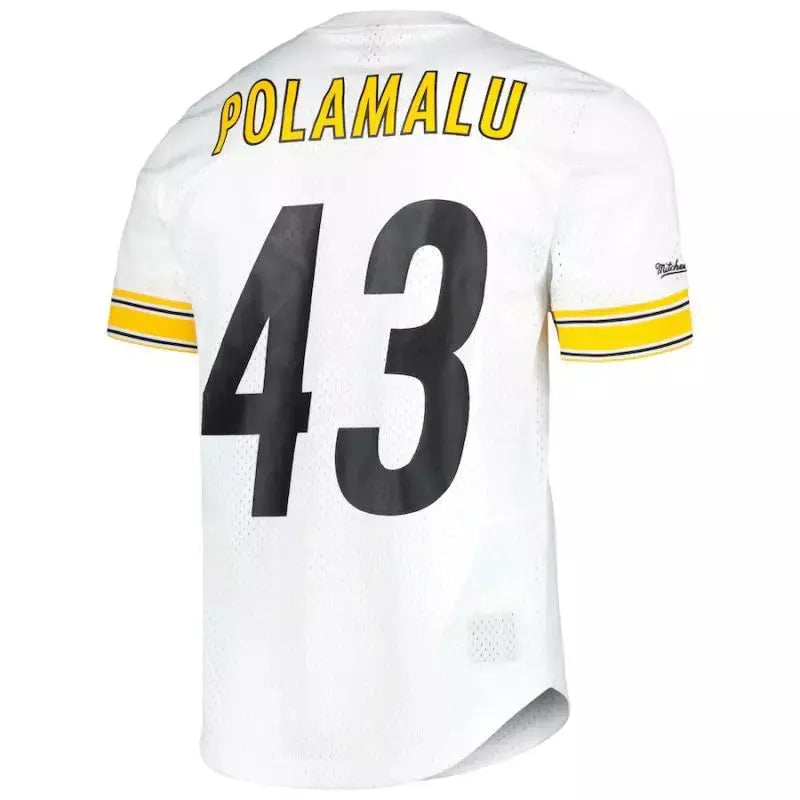 Maillot Vintage Troy Polamalu Pittsburgh Steelers Mitchell & Ness N&N Mesh Blanc - Super-NFL.com